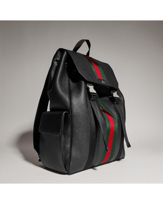 Gucci Black Web Trademark Medium Backpack for men