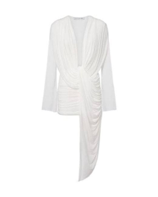 Christopher Esber White Ripple Draped Asymmetric Minidress