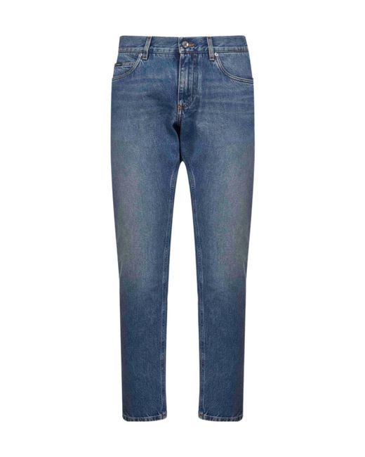 Dolce & Gabbana Blue Logo Plate Jeans for men