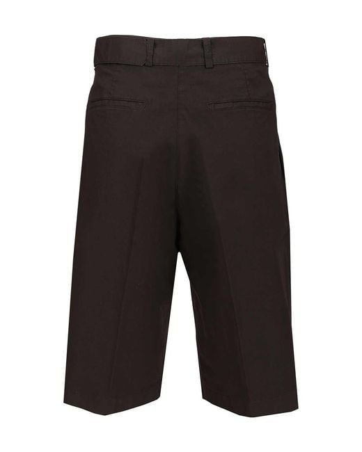 Dries Van Noten Black Peaches Pleated Bermuda Pants