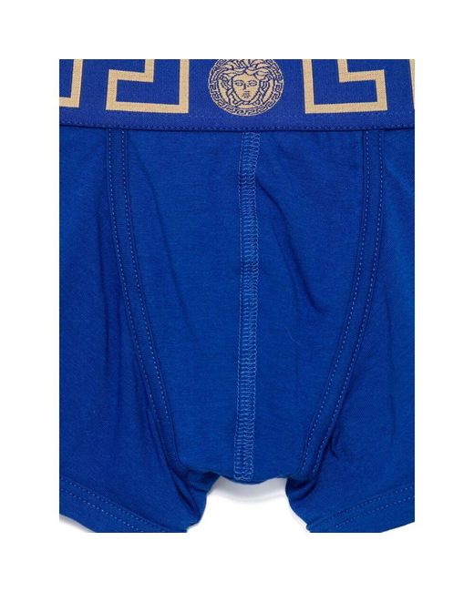 Versace Blue Greca Border Stretched Boxer Briefs for men