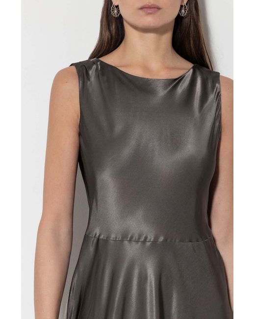 Luisa Cerano Brown Satin Dress