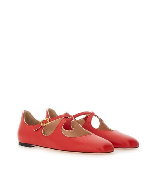 Bally Red Strapped Flat Shoes