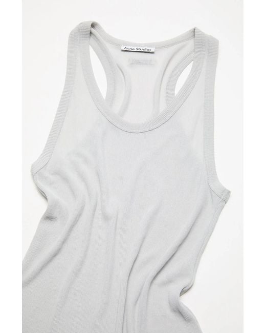 Acne White Ribbed Vest Top