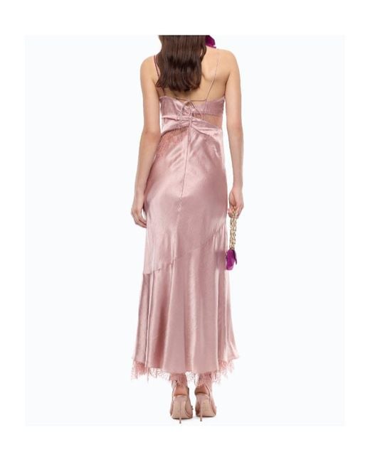 Pinko Pink Lace-Trim Twisted-Detail Midi Dress