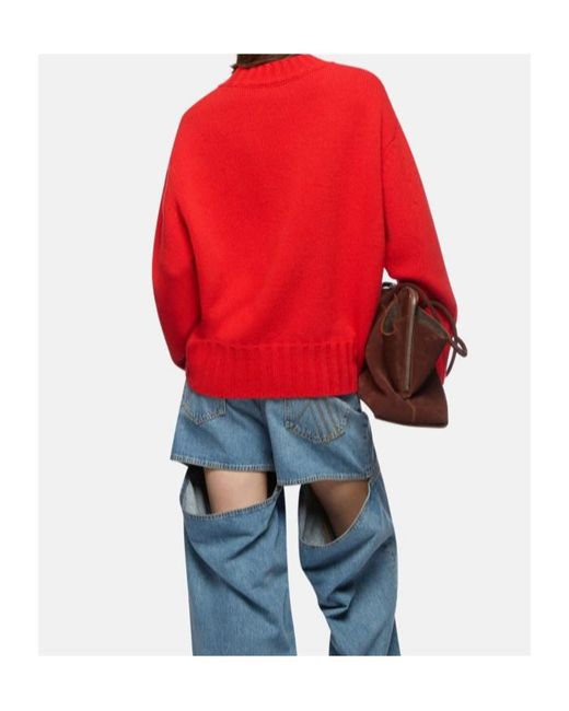 The Attico Red The Asymmetric Hem Knitted Sweater