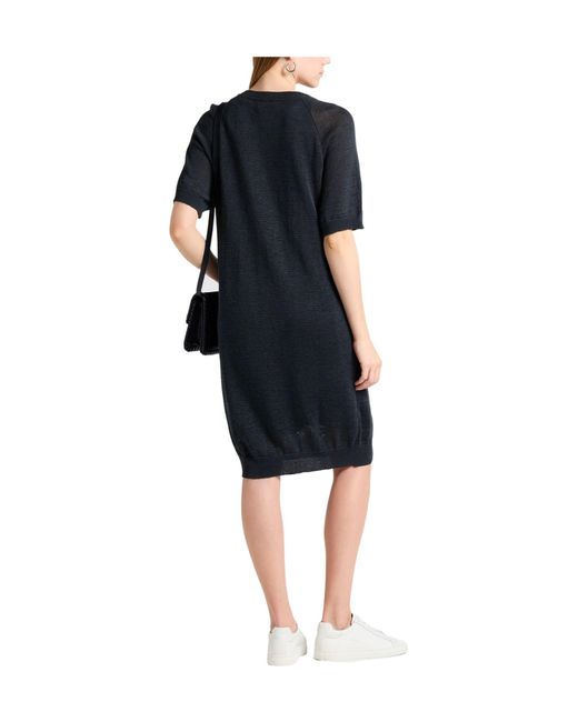 Brunello Cucinelli Black Minimalist Solid Color Knit Dress