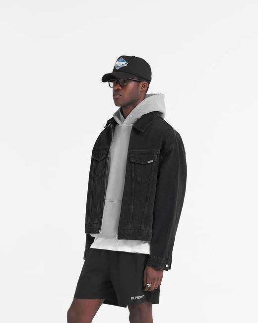 Represent Black R4 Denim Jacket for men