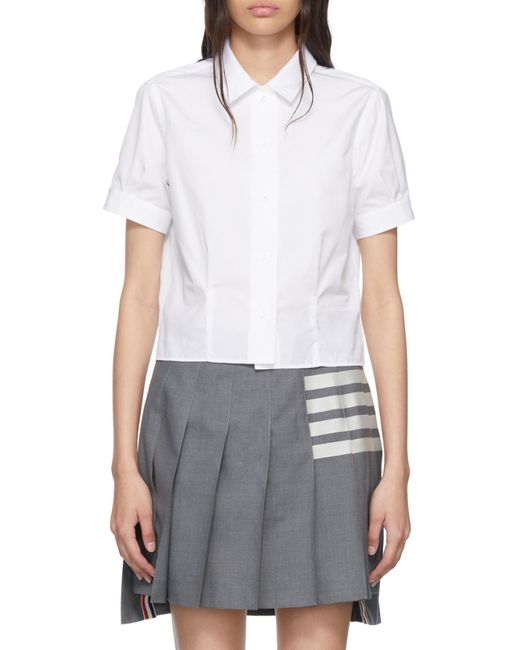 Thom Browne White Short-Sleeved Button-Up Shirt