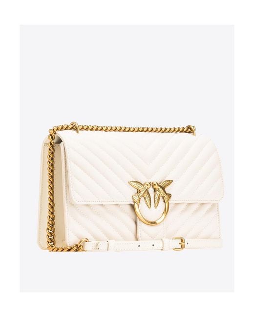 Pinko Natural Classic Love One Chevron Crossbody Bag