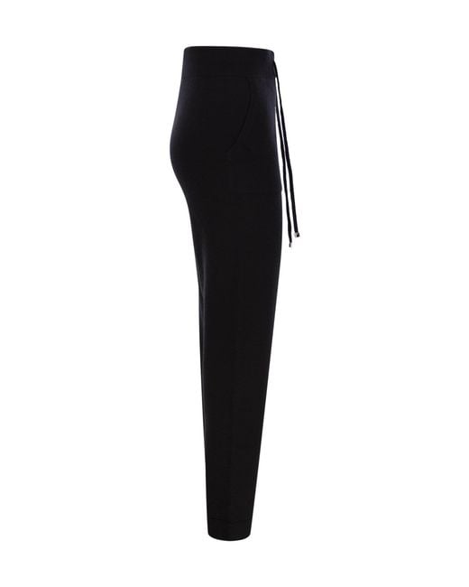 Max Mara Black High Waist Drawstring Knitted Trousers