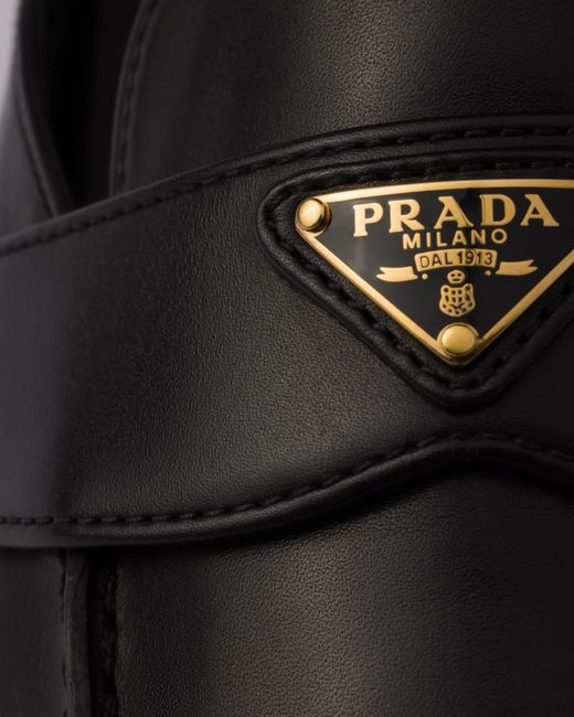 Prada Black Square-Toe Slip-On Mules
