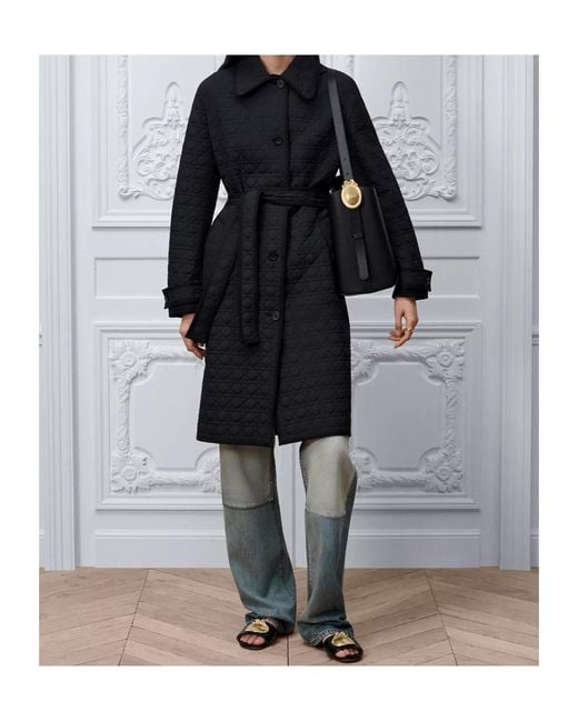 Dior Black Macrocannage Belted Coat
