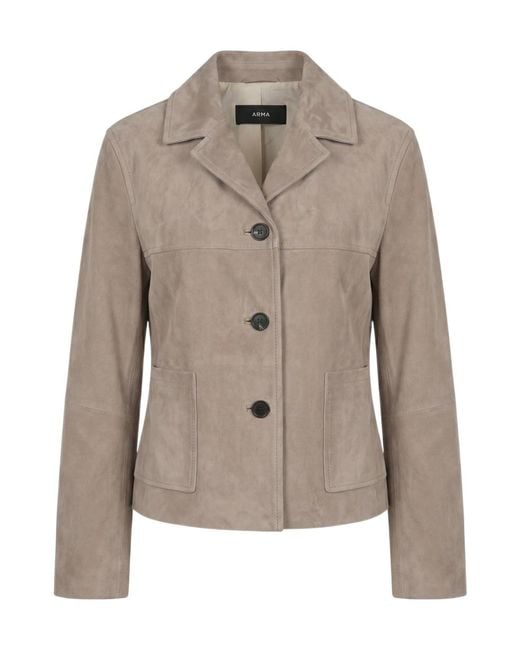 Arma Brown Lotus Cropped Suede Jacket