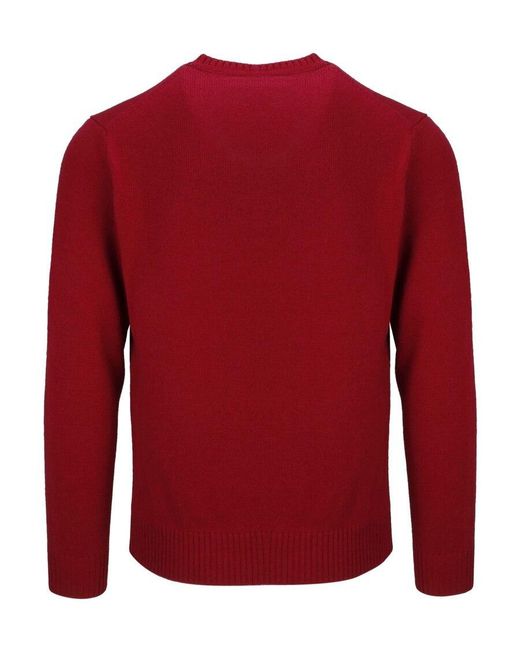 Kangra Cashmere Red Crew-Neck Knitted Sweater for men