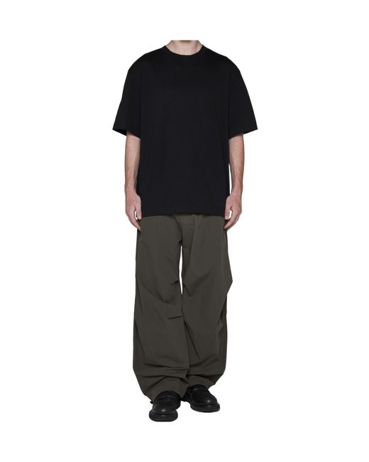 Studio Nicholson Black Lay Logo Detailed Crewneck T-Shirt for men