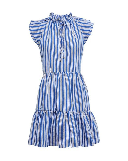 Veronica Beard Blue Striped Printed Dress