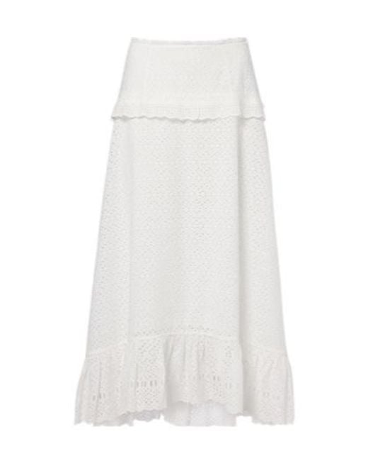 Ulla Johnson White Violetta Broderie Anglaise Midi Skirt