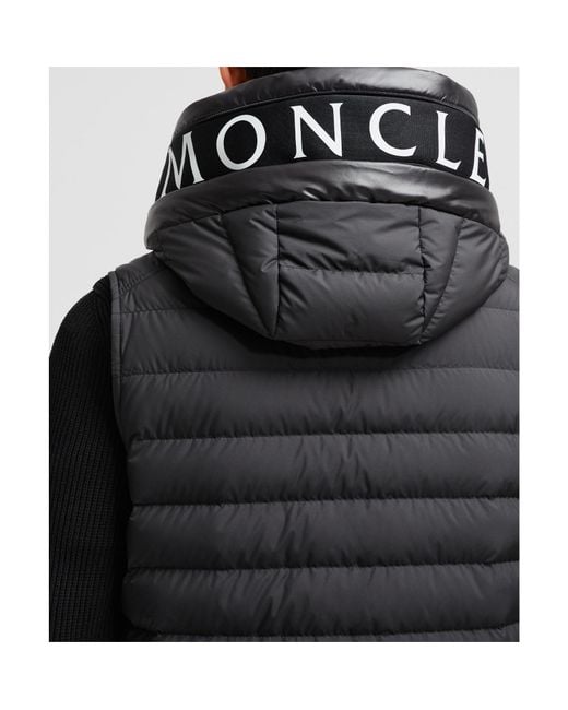 Moncler Black Logo Patch Zip-Up Padded Vest for men