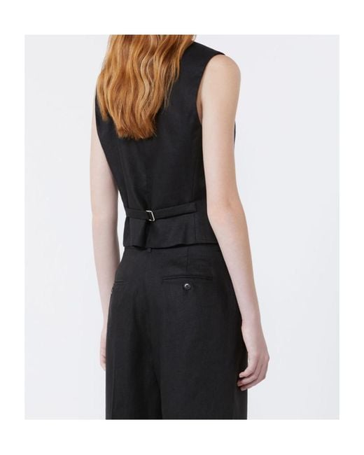 Weekend by Maxmara Black Button V-Neck Waistcoat