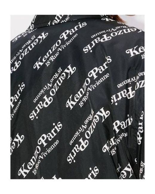 KENZO Gray Logo-Print Hoodie Windbreaker for men