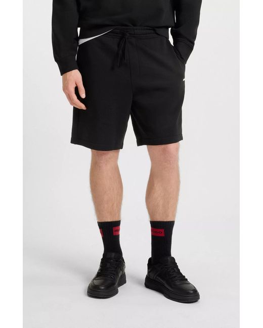 Boss Black Logo Printed Drawstring Bermuda Shorts for men