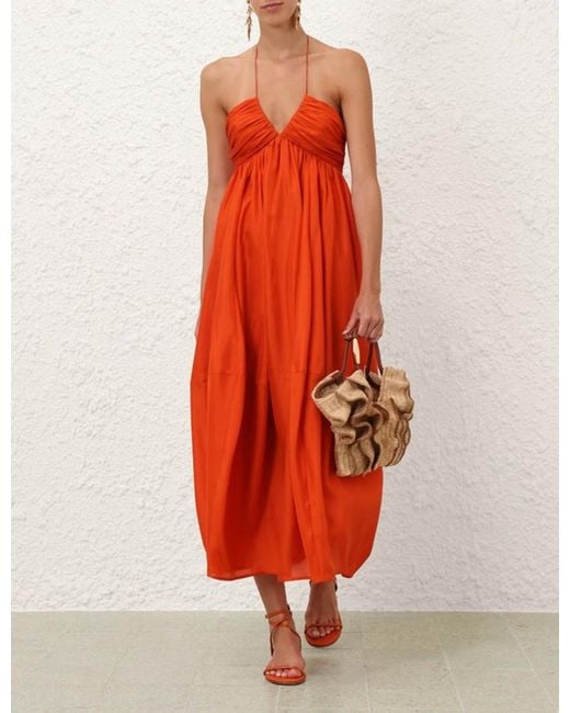 Zimmermann Red Mahon Halter Maxi Dress