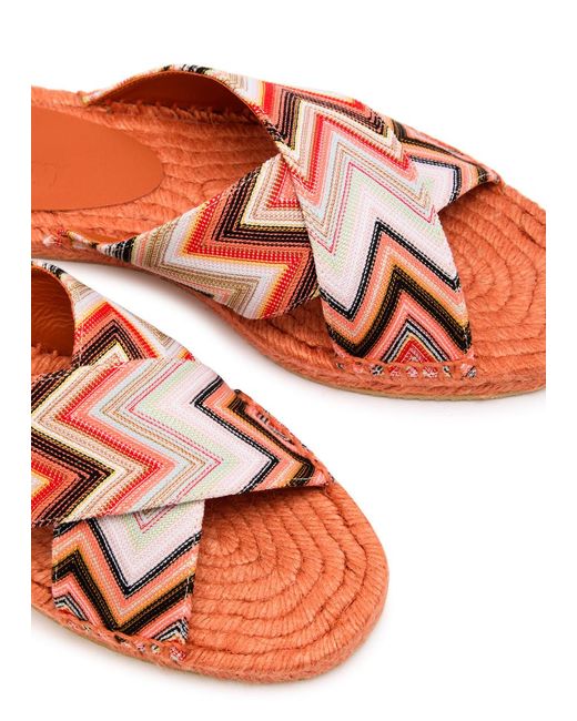 Missoni Red Harlow Zigzag Lamé Espadrille Sliders