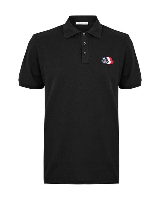 Moncler Black Short Sleeve Polo Shirt for men