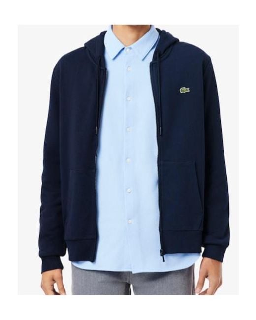 Lacoste Blue Logo Patch Zipped Hoodie for men