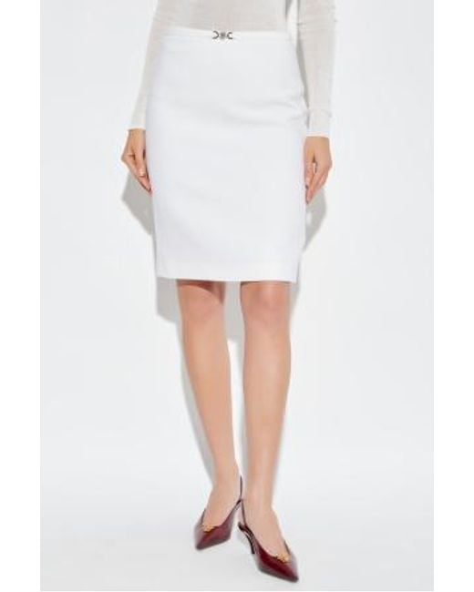 Versace White Single Slit Skirt