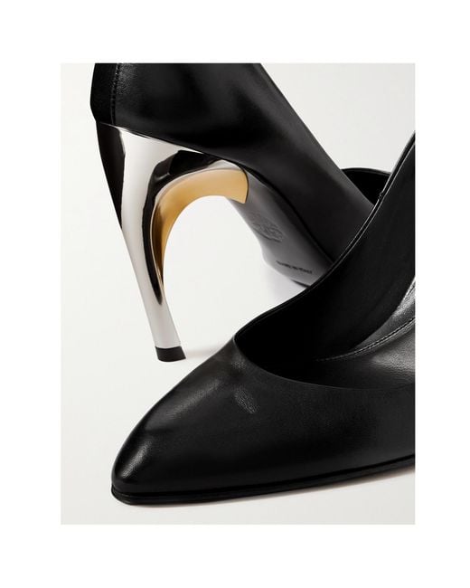 McQueen Black Armadillo Pointed-Toe Pumps