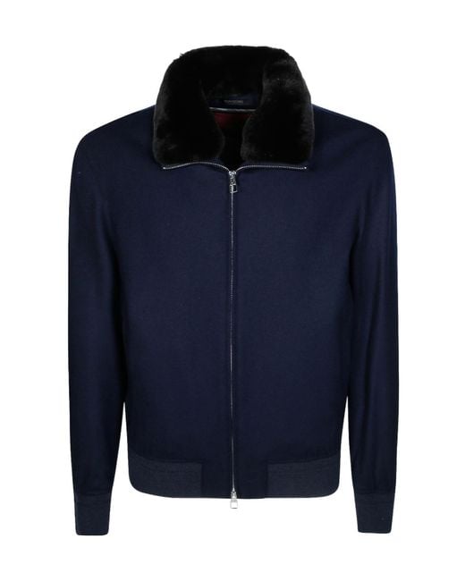 Montecore Blue Zip-Up Bomber Jacket for men