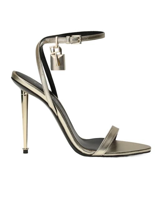 Tom Ford Metallic Laminated Padlock Pointy Sandals