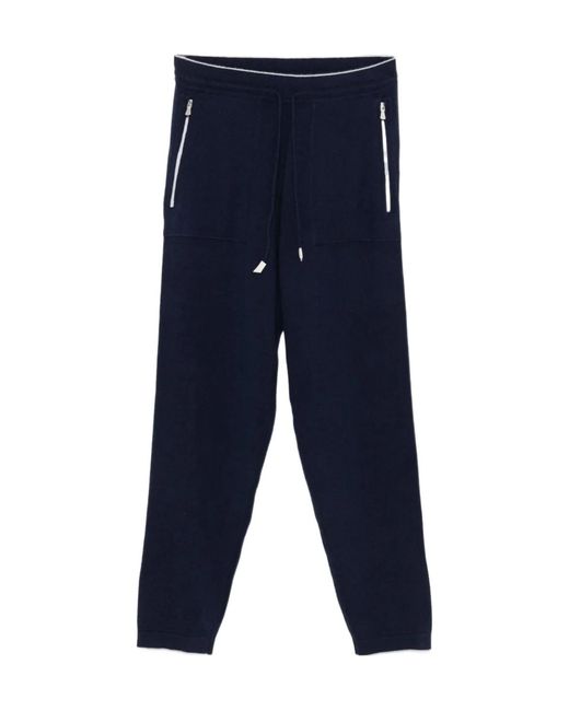 Eleventy Blue Cashmere Track Trousers for men