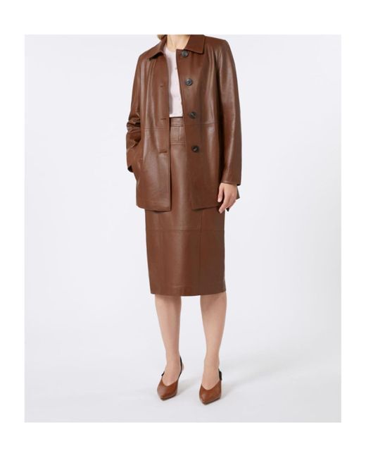 Max Mara Brown Studio Button-Up Belted Jacket