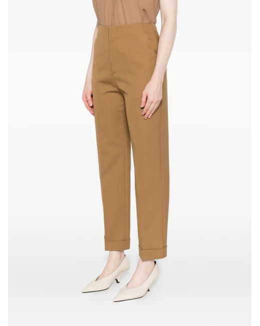 Alberta Ferretti Natural Cuffed-Hem Trousers