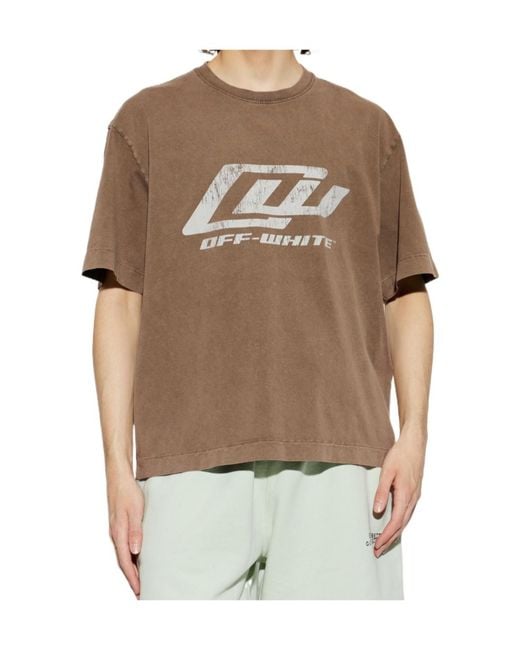 Off-White c/o Virgil Abloh Brown Owr Skate Fade Graphic T-Shirt for men