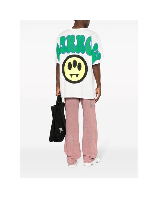 Barrow White Logo Printed Crewneck T-Shirt for men
