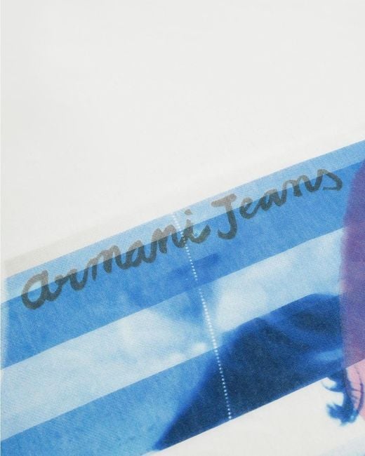 Armani Jeans Blue Printed T-Shirt With Round Neck