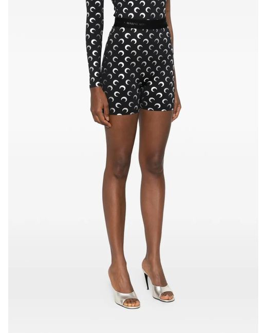 MARINE SERRE Black Moon Printed Shorts