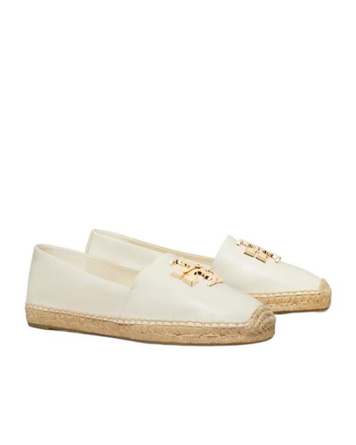 Tory Burch White Eleanor Logo Plaque Espadrilles