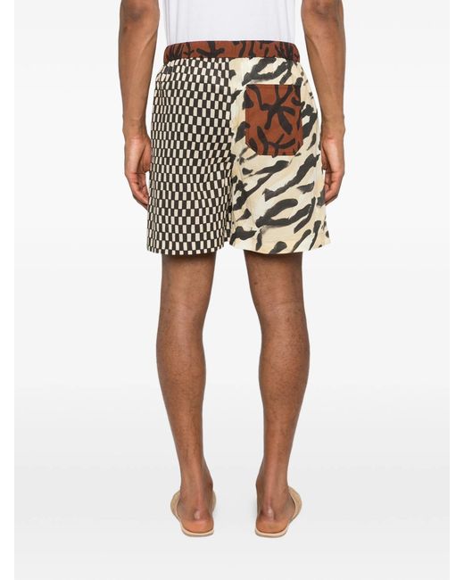 Nanushka White Geometric-Pattern Shorts for men
