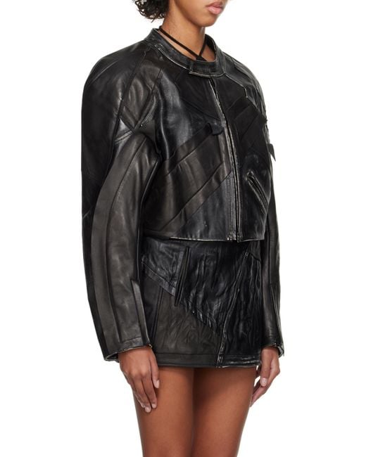 Acne Gray Patchwork Leather Jacket