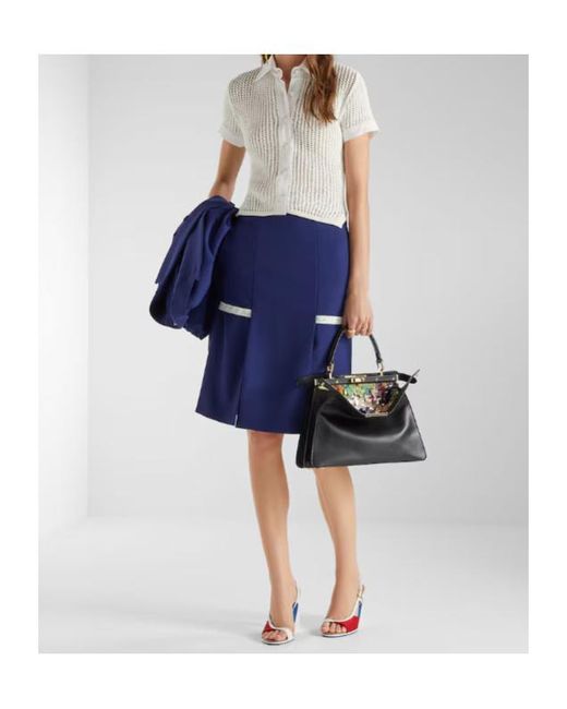 Fendi Blue Panelled Midi Skirt