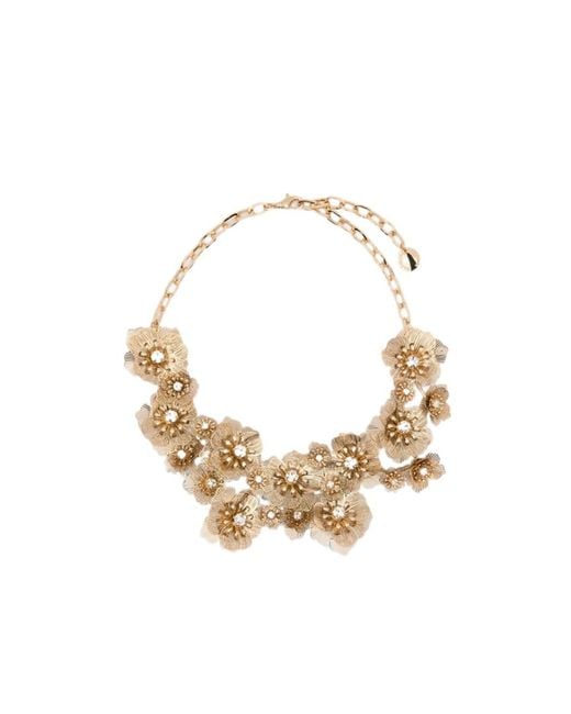Carolina Herrera Metallic Floral-Patterned Necklace