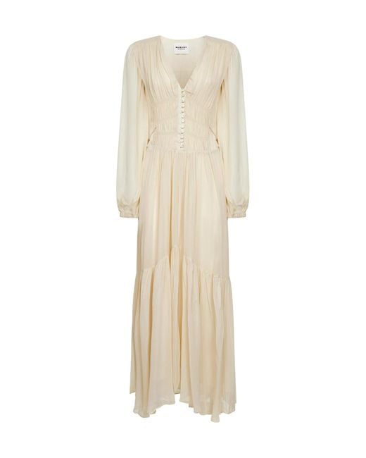Isabel Marant Natural Isabel Marant Étoile Briane V-Neck Gathered Midi Dress