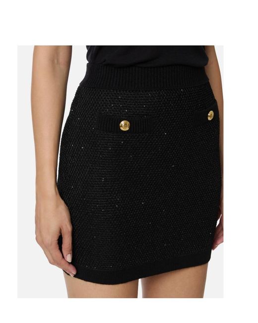 Elisabetta Franchi Black Sequinned Knit Skirt