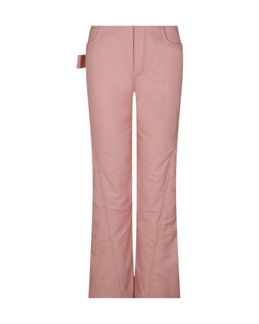 Bottega Veneta Pink Casual Straight-Leg Leather Pants