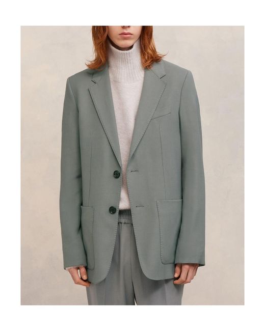 AMI Gray Tailored Single-Breasted Blazer for men